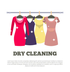 Dry Cleaning Service Poster Women Dresses Hanging