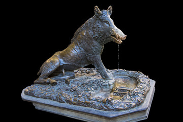 Statue of bronze boar ( Il Porcellino) master Pietro Tacca bringing good luck to marketplace in...