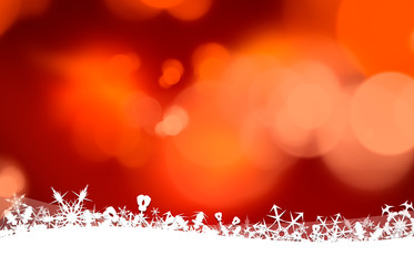 Illustration of a red, orange and white Christmas snowflake pattern, textured abstract background.