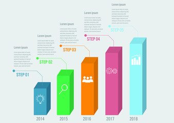 Business infographic template with 5 options circle shape, Abstract elements diagram or processes and business flat icon, Vector business template for presentation.Creative concept for infographic.