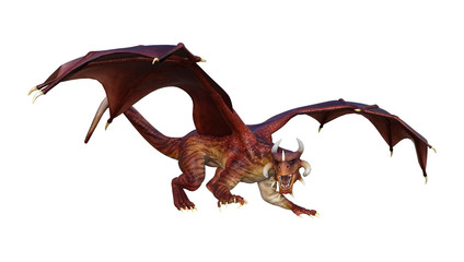 3D Rendering Fantasy Dragon on White