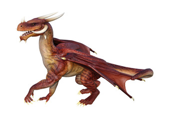 3D Rendering Fantasy Dragon on White
