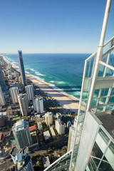 Fototapeta na wymiar View of Surfers Paradise skyline and beachfront, Gold Coast, Australia