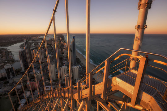  View of Gold Coast city skyline, from top of Q1 building in Surfers Paradise, Gold Coast, Australia