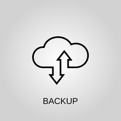 Backup cloud icon. Backup cloud symbol. Flat design. Stock - Vector illustration