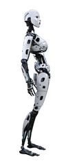 3D Rendering Female Robot on White
