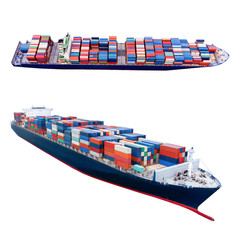 Cargo container ship on white background isolate for freight shipping by sea concept transportation...