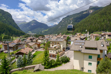 Fototapeta na wymiar Village of Canazei on Fassa valley in Trentino Alto Adige, Italy