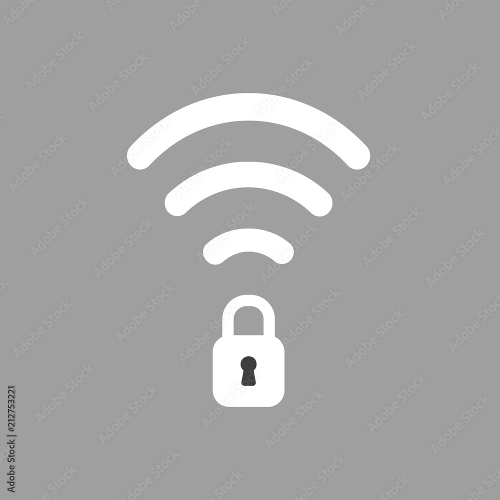 Poster vector icon concept of wireless wifi symbol with closed padlock on grey background