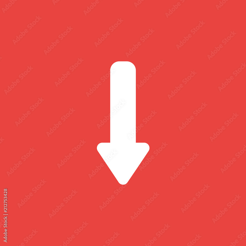 Poster vector icon concept of arrow moving down on red background