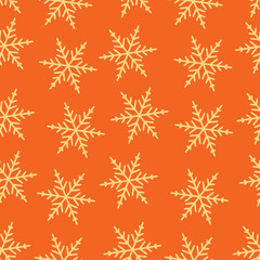 Golden snowflake simple seamless pattern. Symbol of winter, Merry Christmas holiday, Happy New Year celebration.