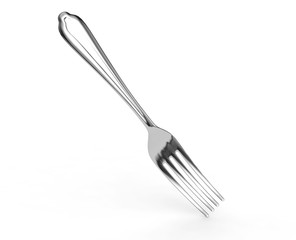 3d rendering of fork on white background