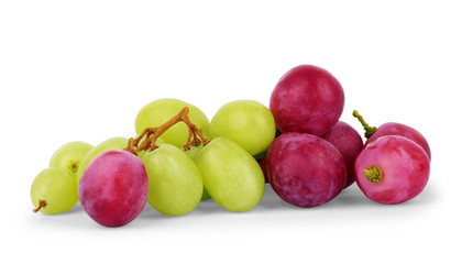 Naklejka na ściany i meble Ripe red and green grapes isolated on white