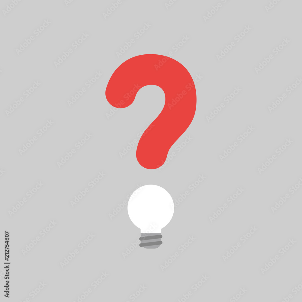 Poster vector icon concept of question mark with grey light bulb on grey background
