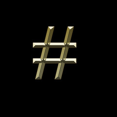 Gold number sign hashtag