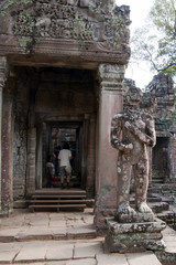 Angkor Cambodia, Northern Gate guardian statue at entrance to the 12th century Preah Khan temple
