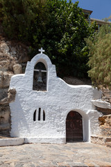 Small white chapel in Greece