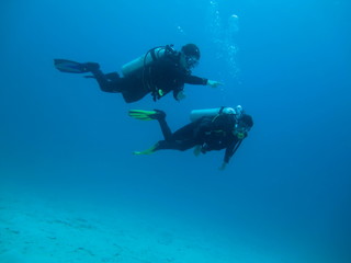 Fototapeta na wymiar Scuba Diver, Diving, in Labuanbajo, Flores, Indonesia
