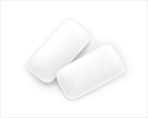 Two chewing gum. Fresh spearmint chewing-gum. Delicious food.