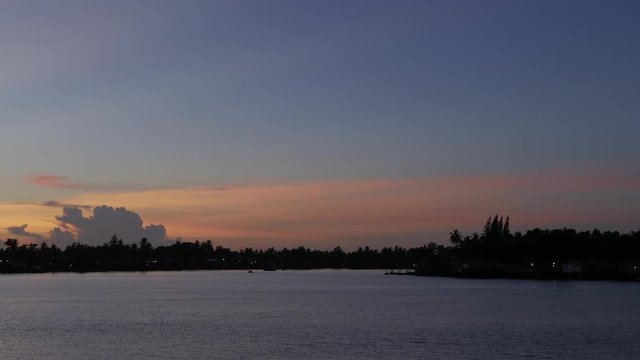 Twilight at Tapi or Tapee river in Surat Thani Province southern of Thailand.