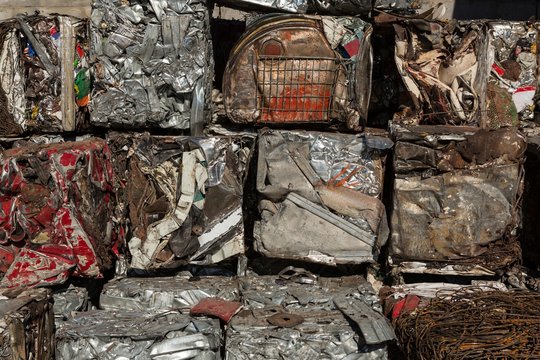 Compressed trash in scrapyard