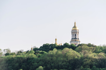 Fototapeta na wymiar Pechersk Lavra Cathedral, Kiev, Ukraine. View from Dnipro river