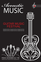 black banner with guitar for acoustic music concert