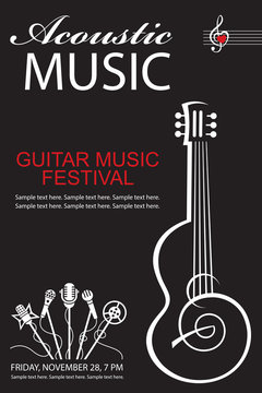 black banner with guitar for acoustic music concert