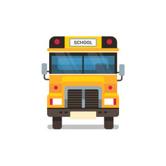 Fototapeta na wymiar yellow school bus front view pupils transport concept on white background flat horizontal vector illustration