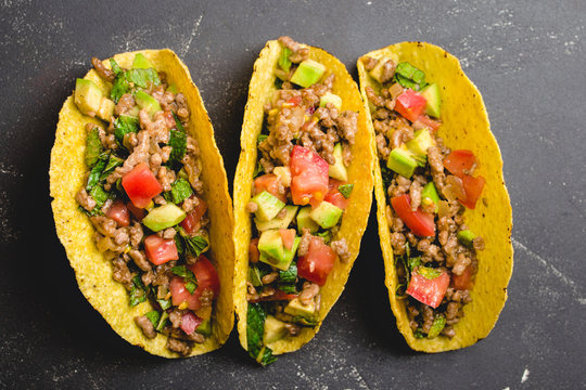 Mexican tacos with meat