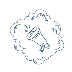 megaphone icon on white background sketch doodle vector illustration