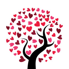 Vector tree of love with heart leaves