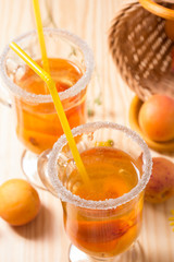 Refreshing drink with fresh apricots