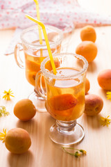 Refreshing drink with fresh apricots