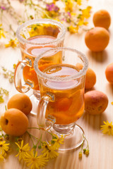 Refreshing drink with fresh apricots