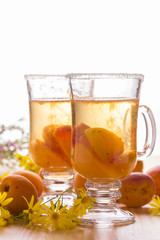 Refreshing drink with fresh apricots