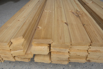 Wood timber in the sawmill
