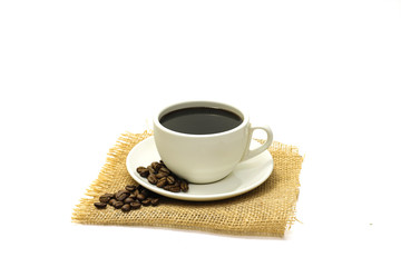 Hot coffee black coffee isolated on white background
