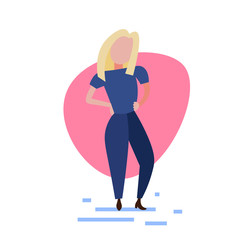woman akimbo standing pose on white background female cartoon character full length flat vector illustration