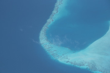 View of Maldives islands took from seaplane