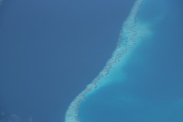 View of Maldives islands took from seaplane