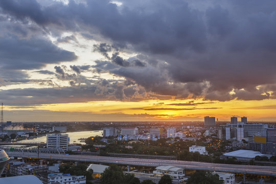 evening time view of Bangkok Thailand