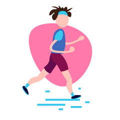running man training on white background male cartoon character full length flat vector illustration