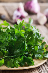 Fresh parsley in ceramic bowl