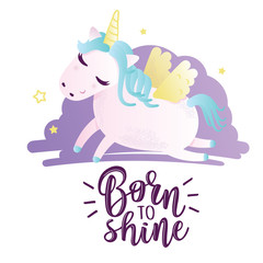 Greeting card with "Born to shine" inscription