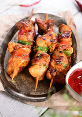 Skewers with meat and vegetables