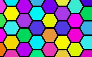 Honeycomb many color, multicolored. Isometric geometry. 3D illustration