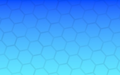 Translucent honeycomb on a gradient blue sky background. Perspective view on polygon look like honeycomb. Isometric geometry. 3D illustration