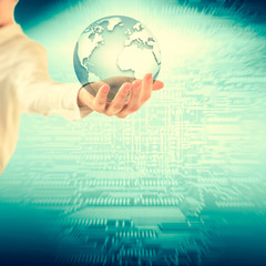 Earth from Space in hands, globe in hands Best Internet Concept of global business from concepts series. Elements of this image furnished by NASA. 3D illustration.