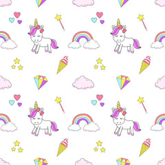 Unicorn magic design seamless pattern